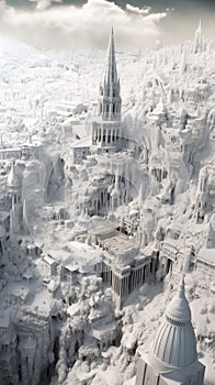 City made entirely of ice and snow