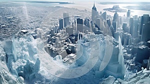 City made entirely of ice and snow