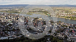 City of Mainz in Germany with its Dome and a Rhine river in the back