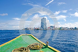City of Male island of Maldives view from the ocean