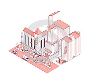City mall and shops - vector isometric illustration