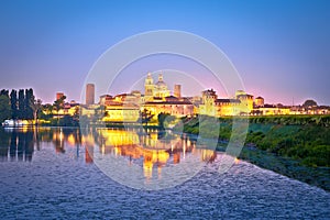 City of Mantova skyline lake reflections dawn view