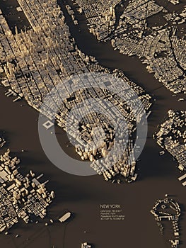 city map. 3d map of. city from above 3d illustration. Vertical poster map.