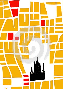 City map, abstract vector illustration.