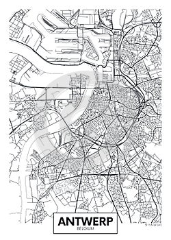 City map Antwerp, travel vector poster design