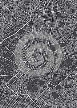 City map Athens, monochrome detailed plan, vector illustration