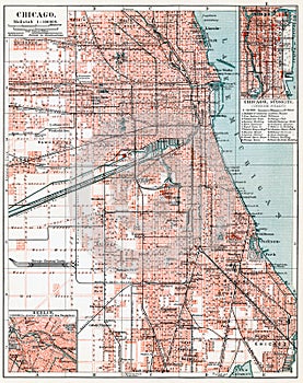 City map of Chicago, USA.