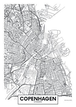 City map Copenhagen, travel vector poster design