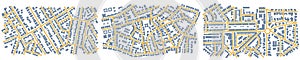 City map. GPS navigator. Fictional district plan. Top view, view from above. Abstract background. Cute simple design