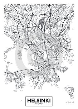 City map Helsinki, travel vector poster design