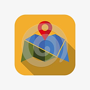 City map with location marker, flat icon. Map pin for gps, cartography, and navigation concept