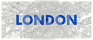 City map London, detailed road plan widescreen vector poster