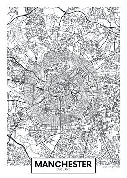 City map Manchester, travel vector poster design