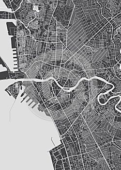 City map Manila, monochrome detailed plan, vector illustration