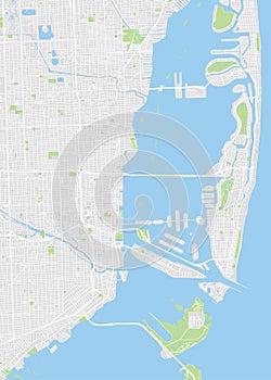 City map Miami, color detailed plan, vector illustration