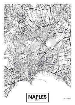 City map Naples, travel vector poster design