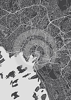 City map Oslo, monochrome detailed plan, vector illustration photo