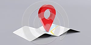 City Map and red pin pointer location isolated on grey. Travel navigation GPS concept