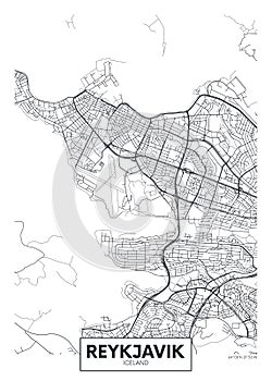 City map Reykjavik, travel vector poster design
