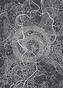 City map Rome, monochrome detailed plan, vector illustration