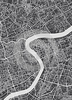 City map Shanghai, monochrome detailed plan, vector illustration