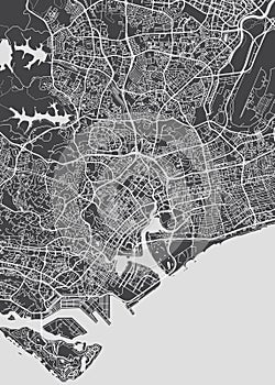 City map Singapore, monochrome detailed plan, vector illustration