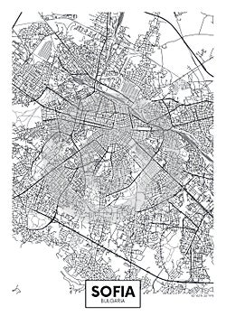 City map Sofia, travel vector poster design