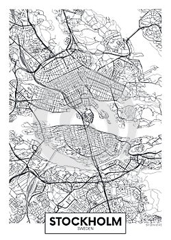 City map Stockholm, travel vector poster design