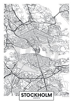 City map Stockholm, travel vector poster design photo