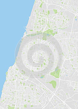 City map Tel Aviv, color detailed plan, vector illustration