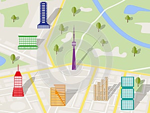 City Map With various buildings