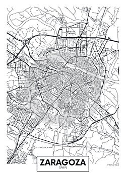 City map Zaragoza, travel vector poster design photo