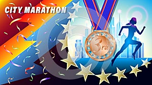 City Marathon bronze medal for 1st place banner