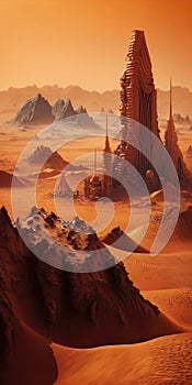 City On Mars Mobile Wallpaper. Generative AI