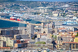 City of Marseille waterfront and harbor view