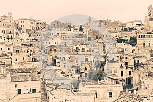 City of Matera old town close up view