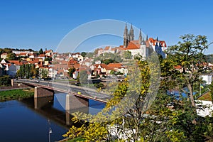 The city of Meissen in Saxony with a view of the Albrechtsburg Castle and cathedral