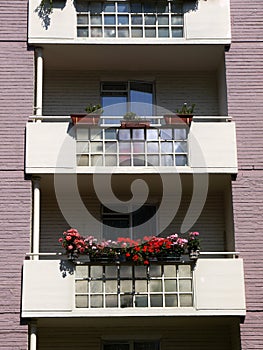 City: modernist apartment balconies