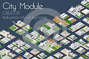 City module plant factory industrial creator isometric concept