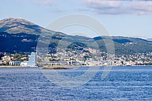 The city of Molde Norway from the Fjord