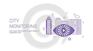 City Monitoring Video Security Template Web Banner With Copy Space