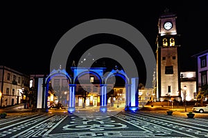 Portas de Cidade in Ponta Delgada night view