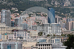City on mountain slope. Monte Carlo, Monaco