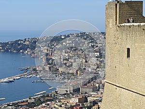 The city of Naples from above. Napoli. Italy. Vesuvius volcano behind.