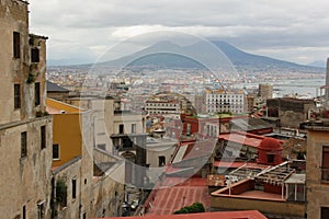 The city of Naples and Mount Vesuvius