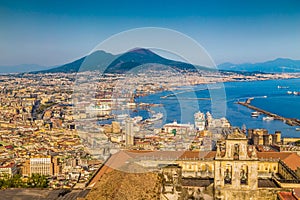 City of Naples with Mt. Vesuvius at sunset, Campania, Italy