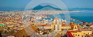 City of Naples with Mt. Vesuvius at sunset, Campania, Italy