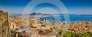 City of Naples with Mt. Vesuvius at sunset, Campania, Italy