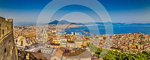 City of Naples with Mt. Vesuvius at sunset, Campania, Italy photo