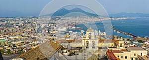 City of Naples with Mt. Vesuvius at sunset, Campania, Italy